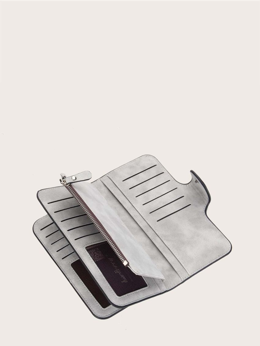 Letter Graphic Snap Button Long Wallet