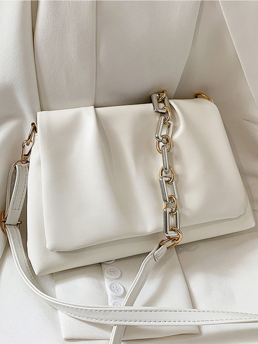 Minimalist Flap Ruched Crossbody Bag