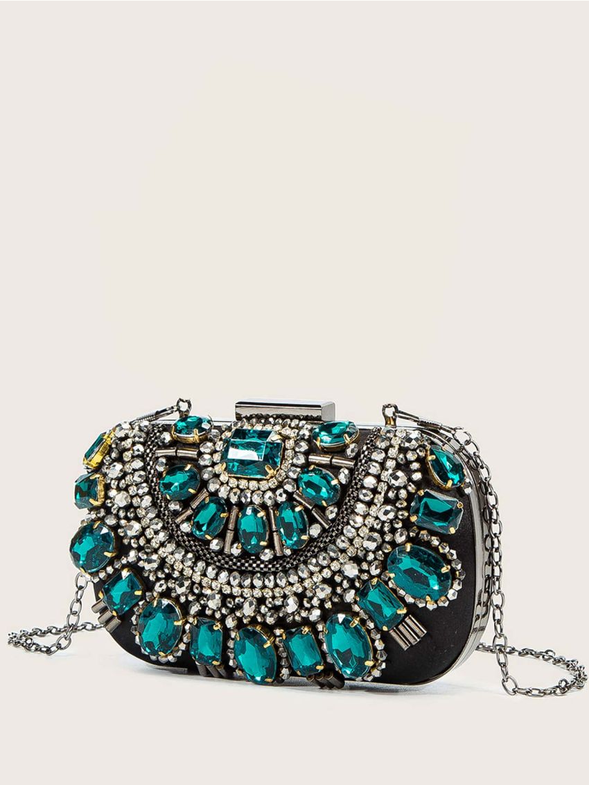 Mini Rhinestone Decor Chain Box Bag