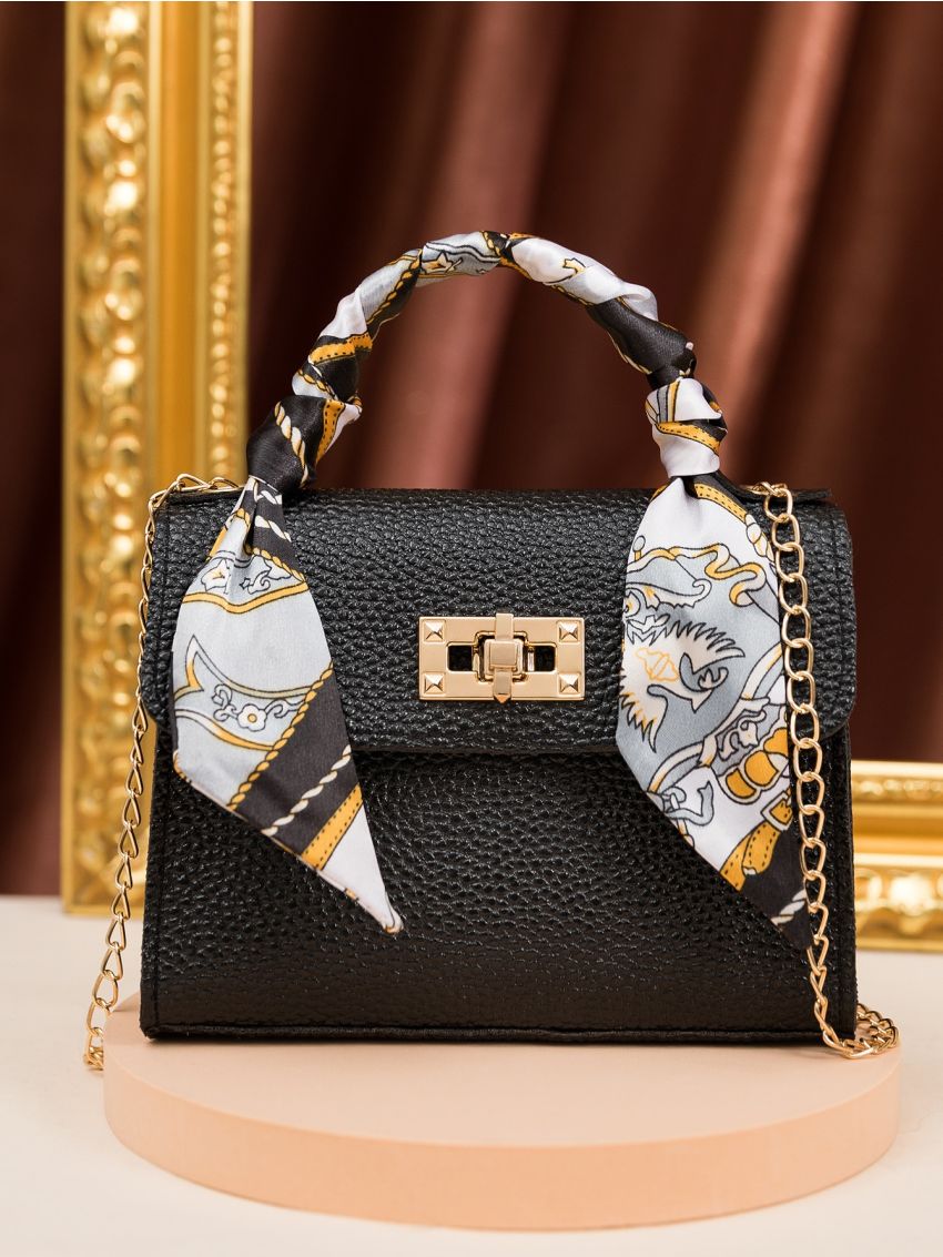 Mini Snakeskin Print Flap Chain Bag