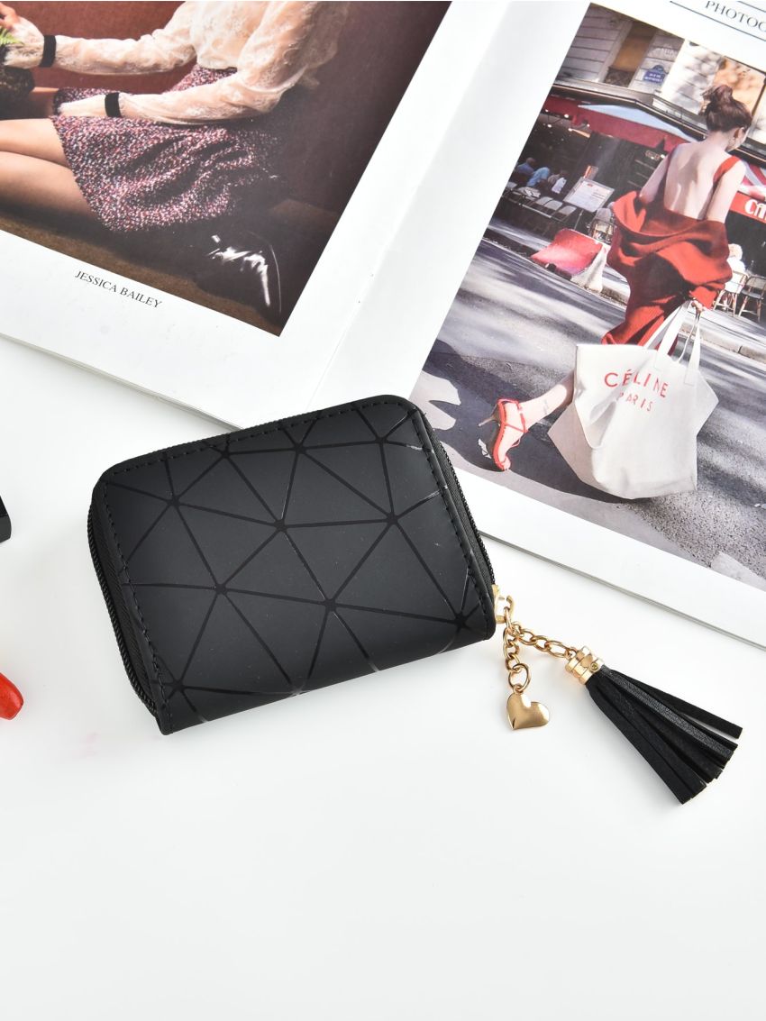 Tassel Decor Geo Graphic Small Wallet