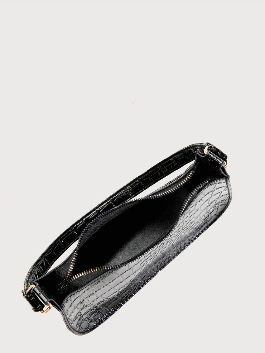 Croc Embossed Baguette Bag