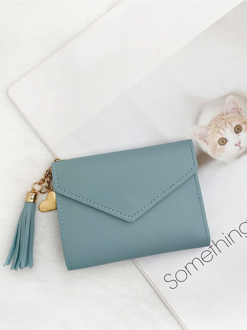 Tassel Decor Fold Over Purse