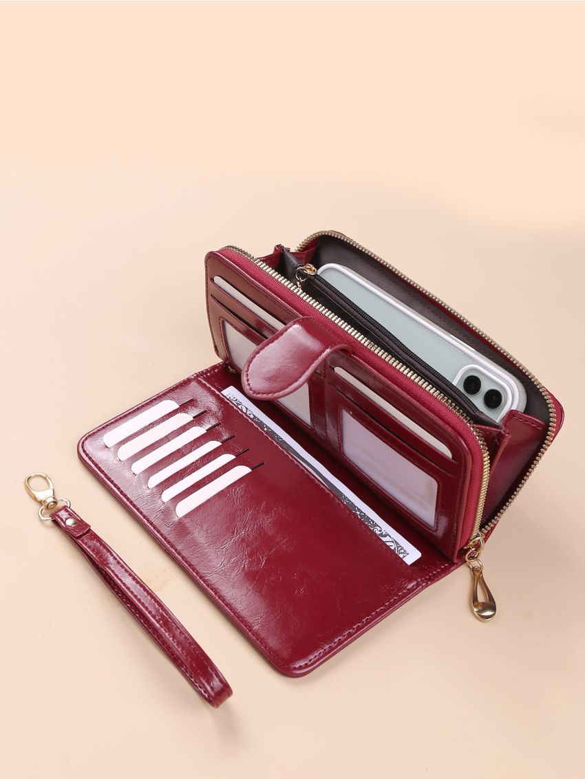 Minimalist Snap Button Purse With Wristlet