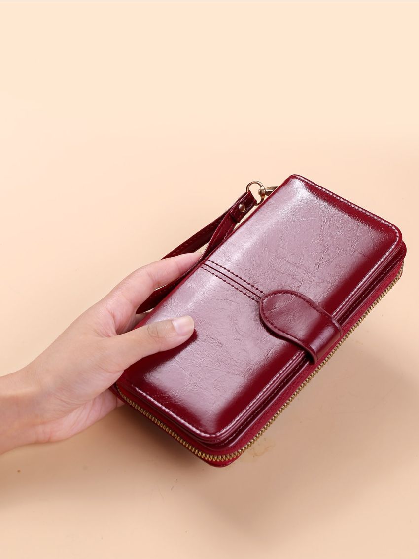 Minimalist Snap Button Purse With Wristlet