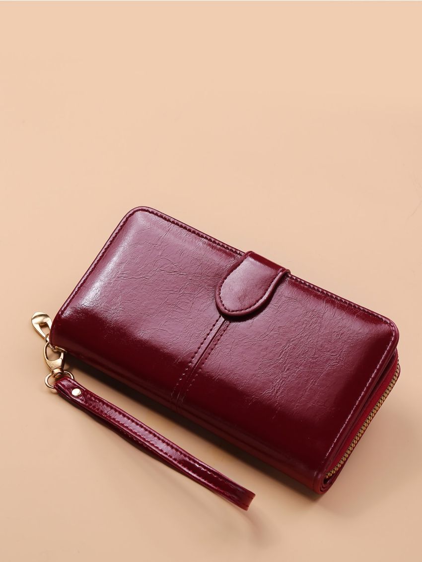 Minimalist Snap Button Purse With Wristlet