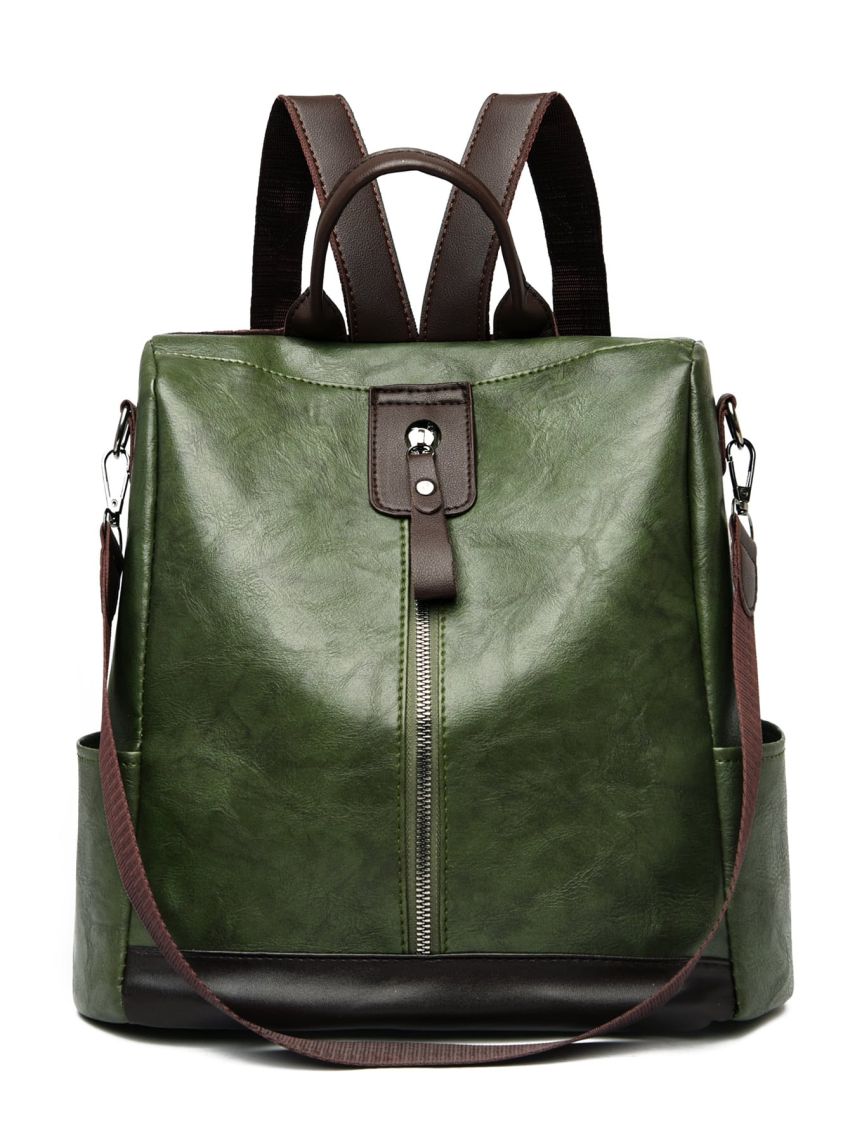 Two Tone Zip Front Backpack