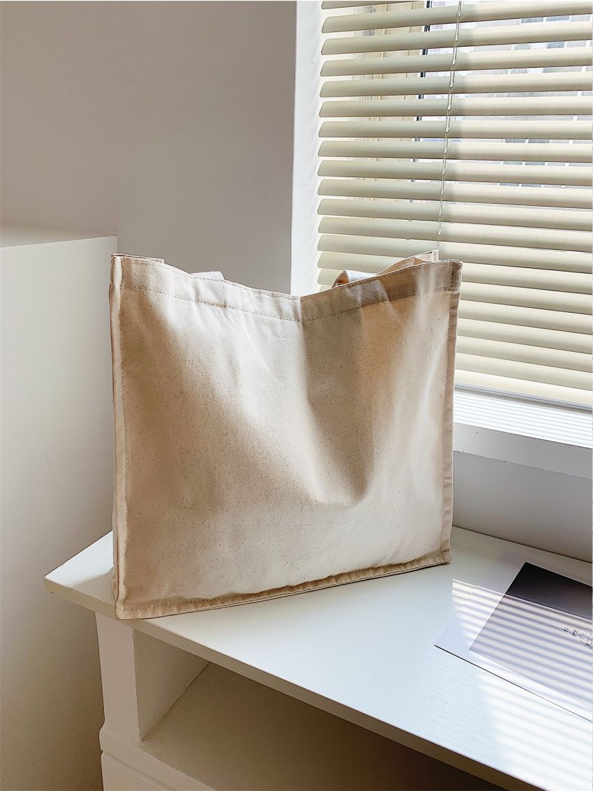 Letter Graphic Shoulder Tote Bag