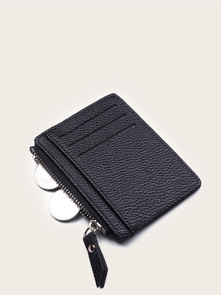 Litchi Embossed Zip Card Holder