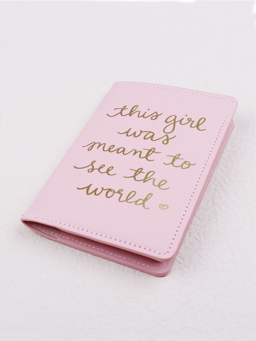 Metallic Letter Graphic Passport Case