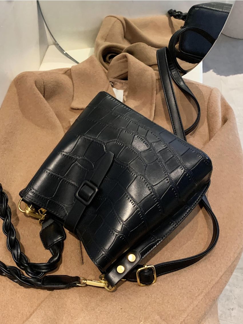 Mini Croc Embossed Bucket Bag