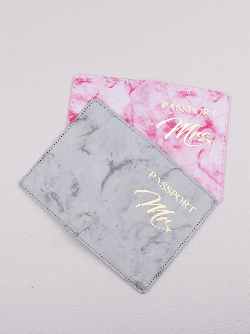 Marble Pattern Couple Passport Case