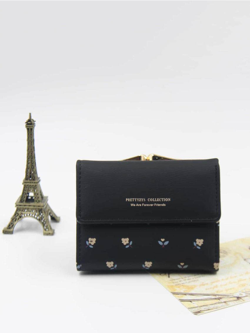 Floral Pattern Snap Button Small Purse