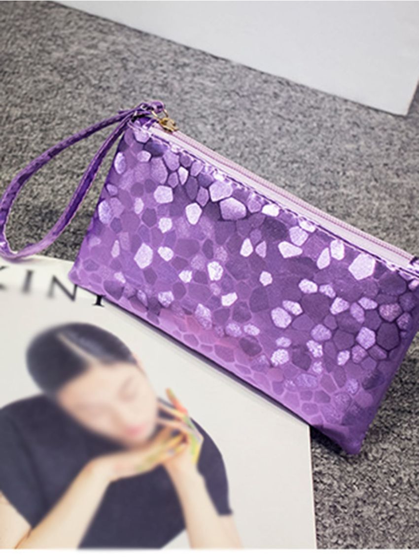 Glitter Geo Graphic Clutch Bag