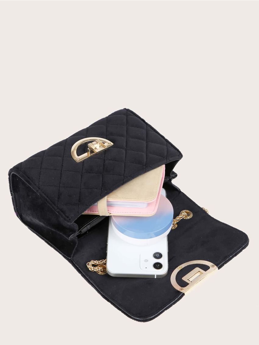 Mini Quilted Buckle Chain Shoulder Bag