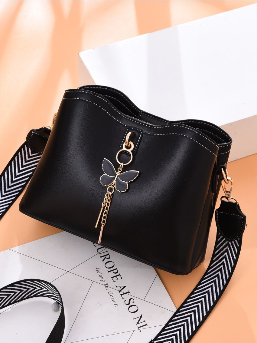 Minimalist Butterfly Decor Bucket Bag