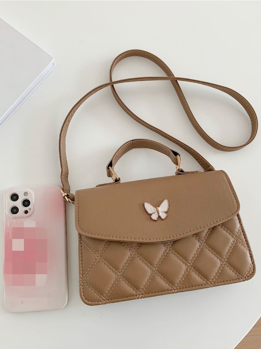 Butterfly Decor Quilted Pattern Square Bag