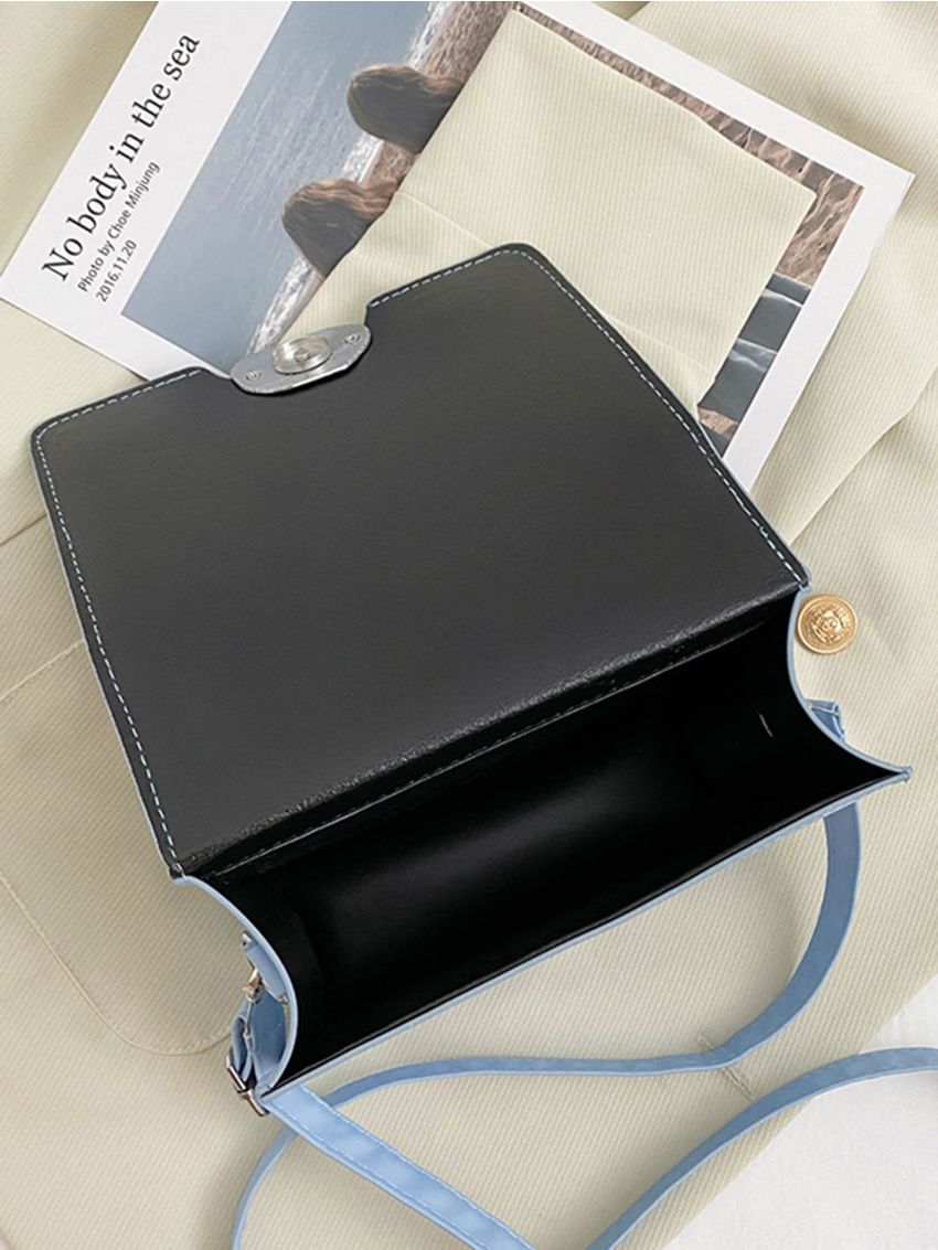 Mini Textured Metallic Decor Satchel Bag