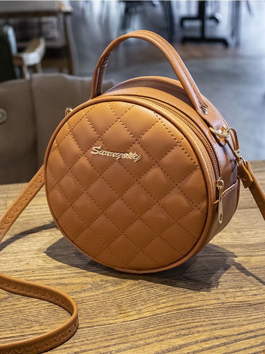 Mini Letter Graphic Quilted Circle Bag