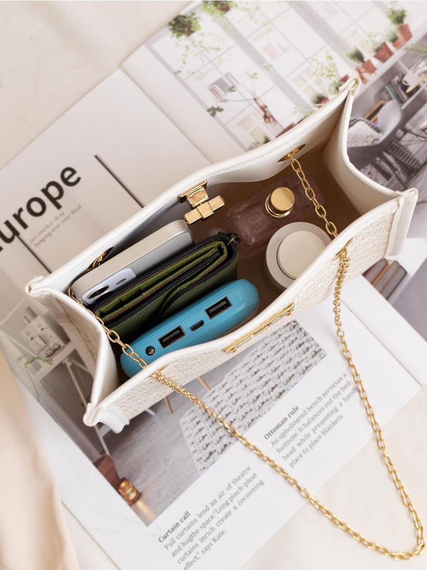 Geo Graphic Turn-lock Shoulder Bag