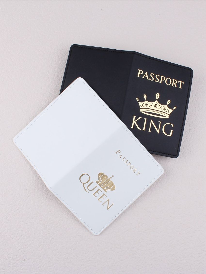 2pcs Couple Crown Graphic Passport Case