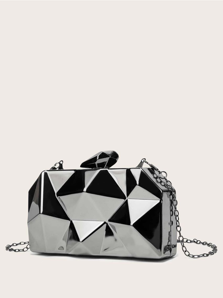 Mini Geo Graphic Metallic Pattern Box Bag