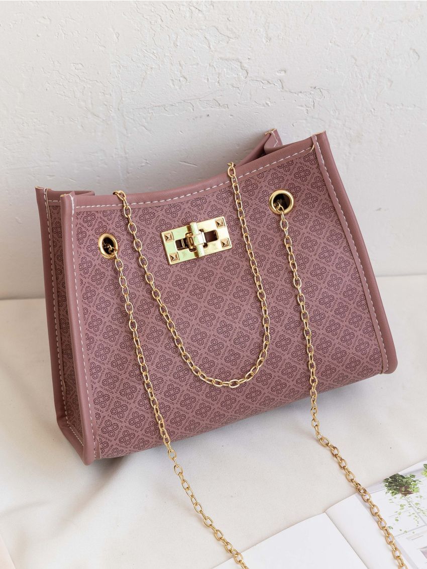 Mini Turn Lock Trim Shoulder Chain Bag
