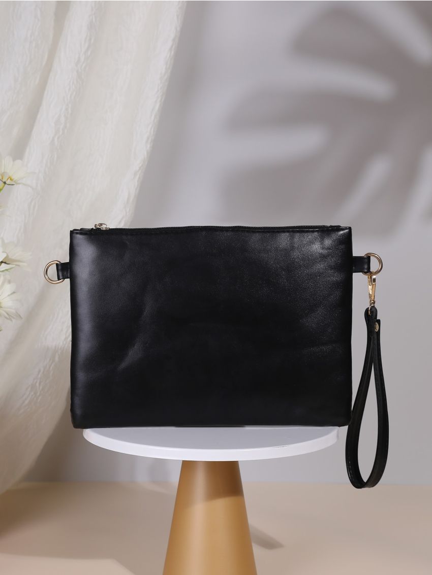 Studded Decor Quilted Clutch Bag