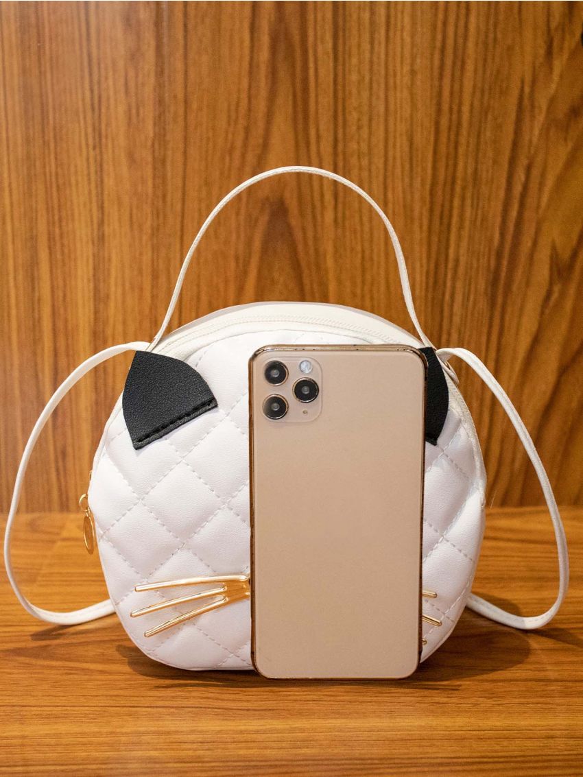 Mini Cartoon Graphic Quilted Circle Bag