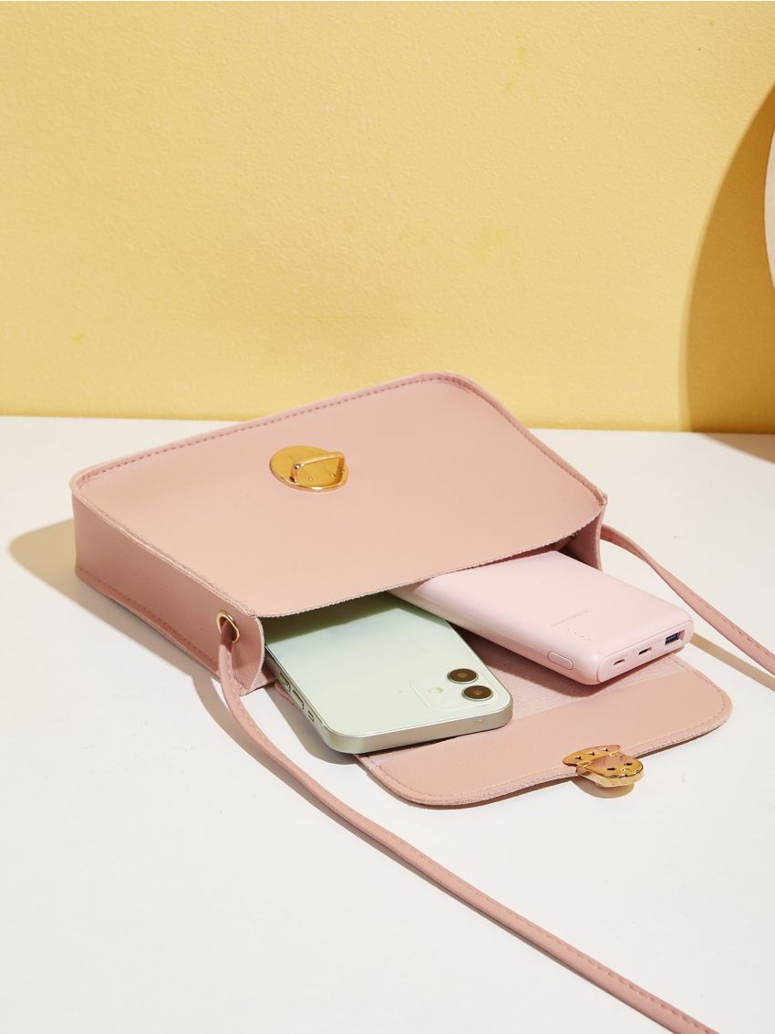 Mini Plush Lock Flap Crossbody Bag