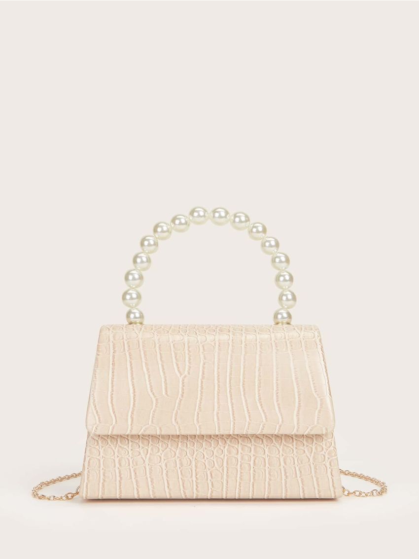 Mini Faux Pearl Decor Square Bag