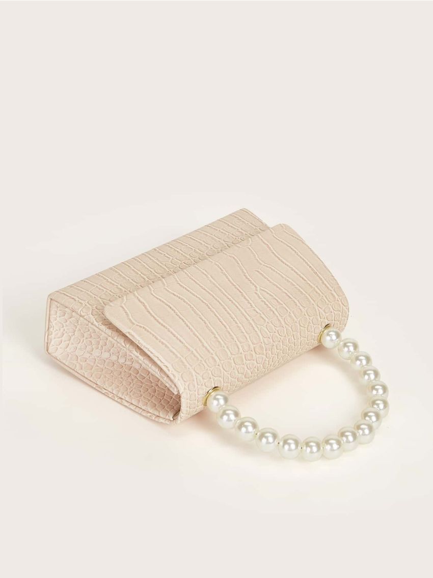 Mini Faux Pearl Decor Square Bag