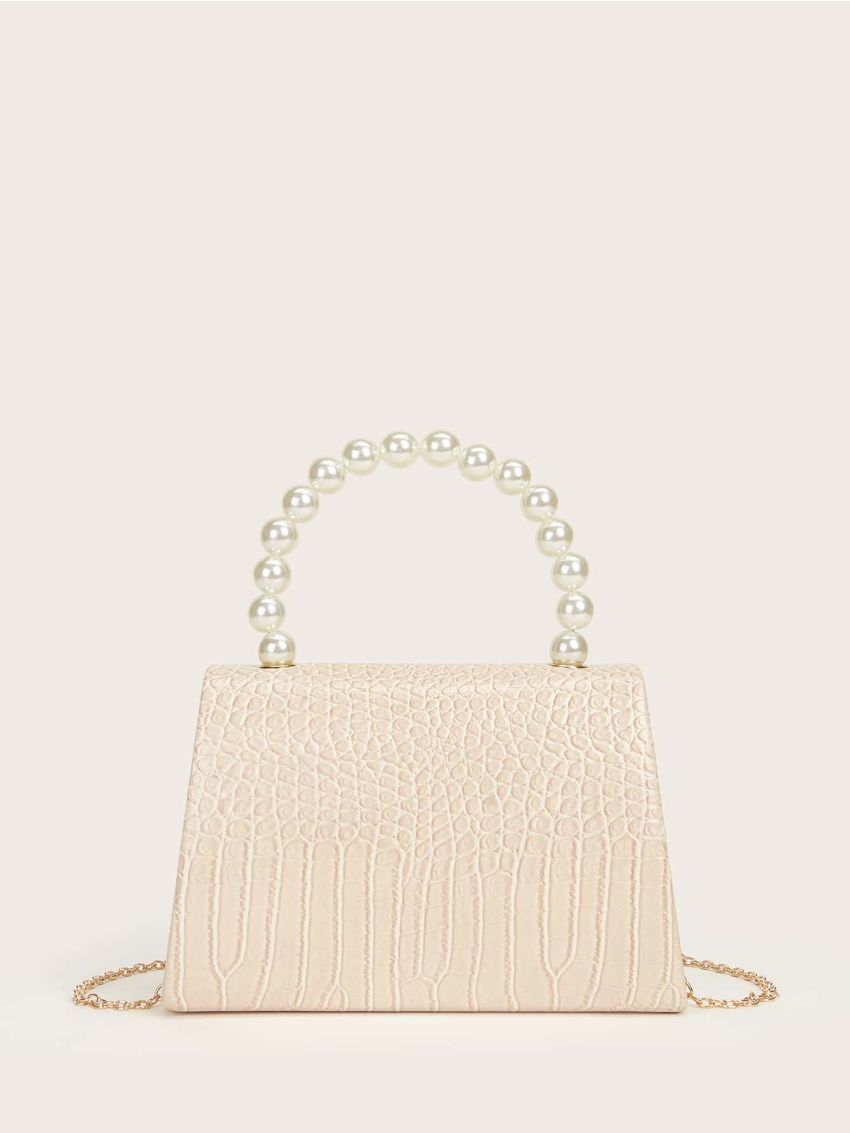 Mini Faux Pearl Decor Square Bag
