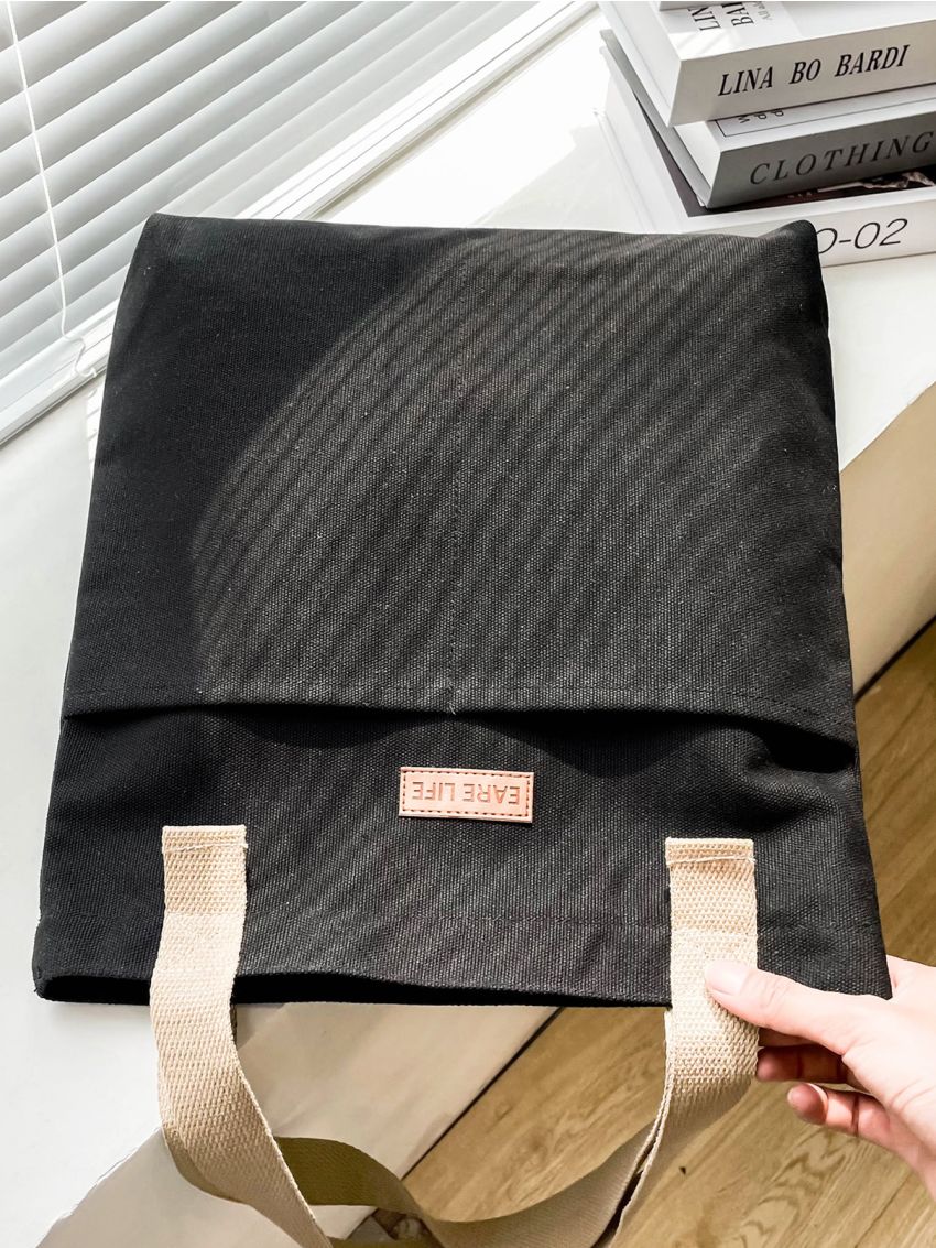 Colorblock Letter Patch Shopper Bag