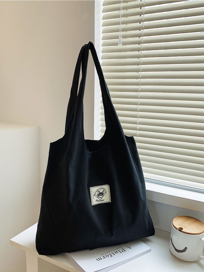 Cartoon Patch Canvas Shopper Bag