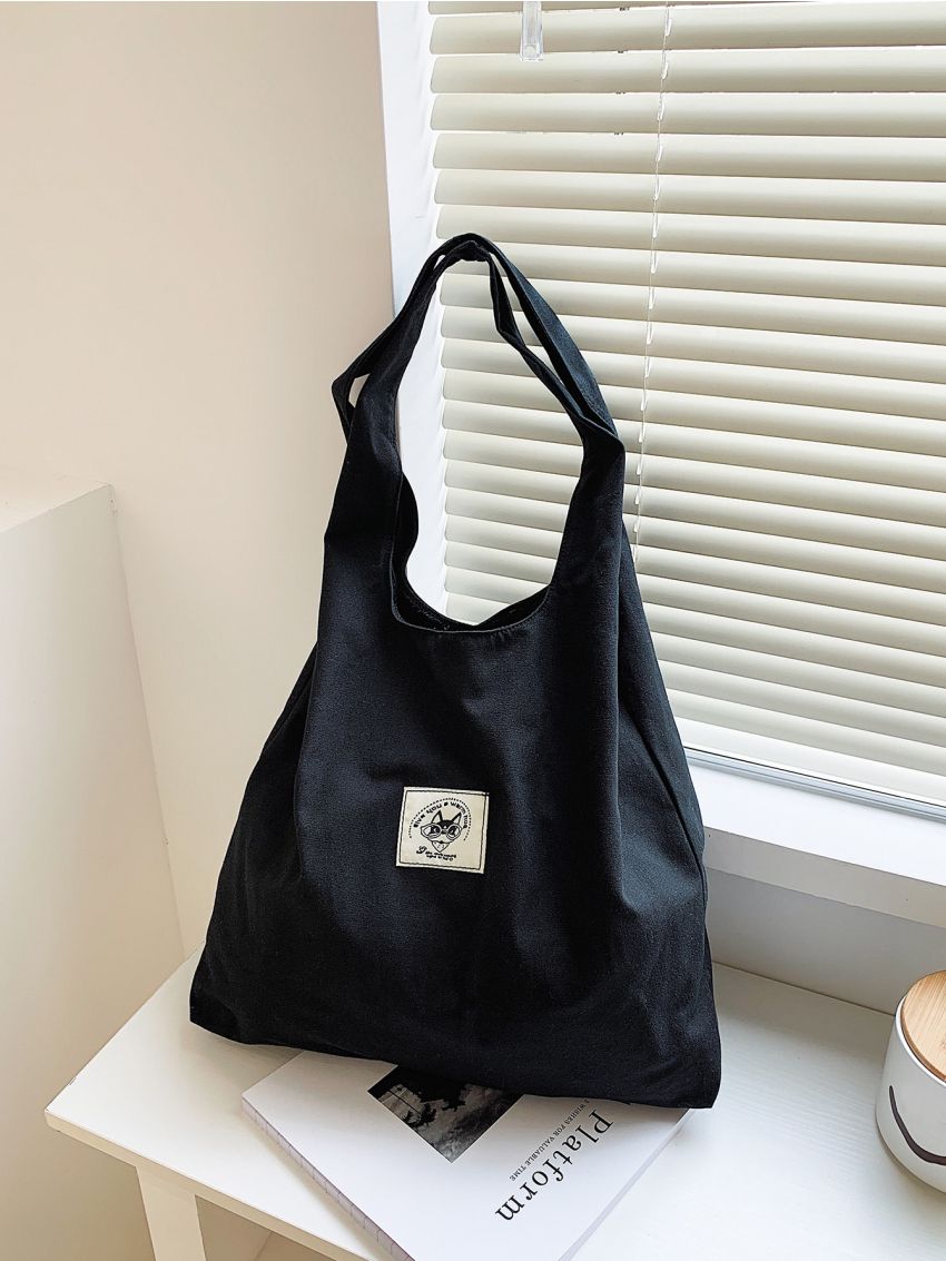 Cartoon Patch Canvas Shopper Bag