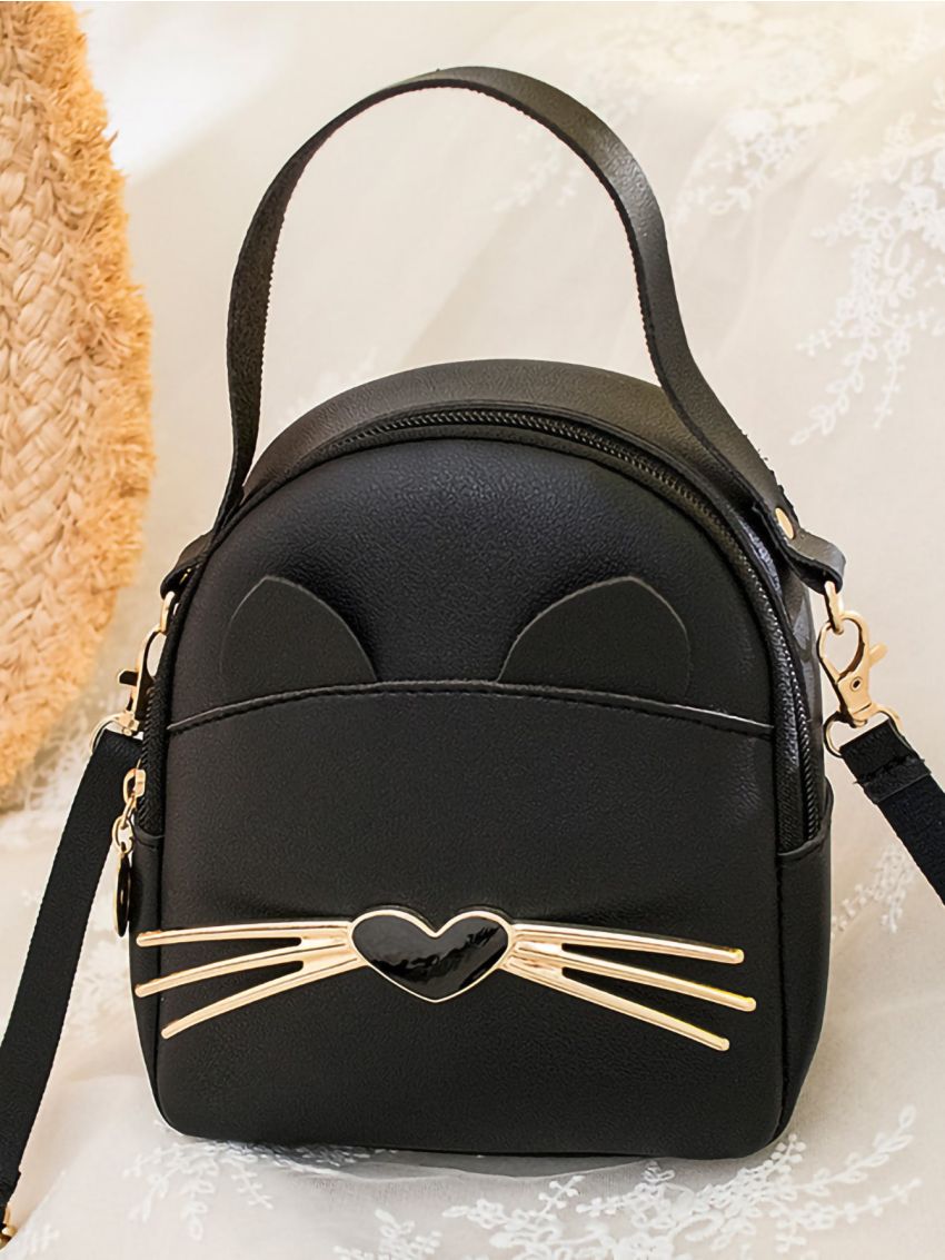 Mini Cartoon Cat Design Curved Top Backpack