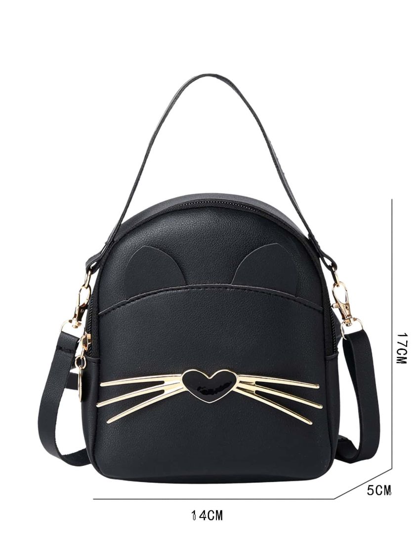 Mini Cartoon Cat Design Curved Top Backpack
