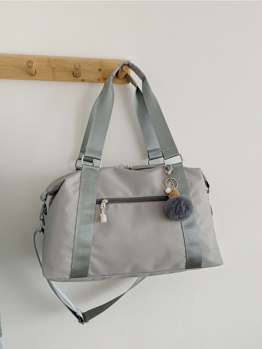 Pom Pom Decor Large Capacity Duffle Bag