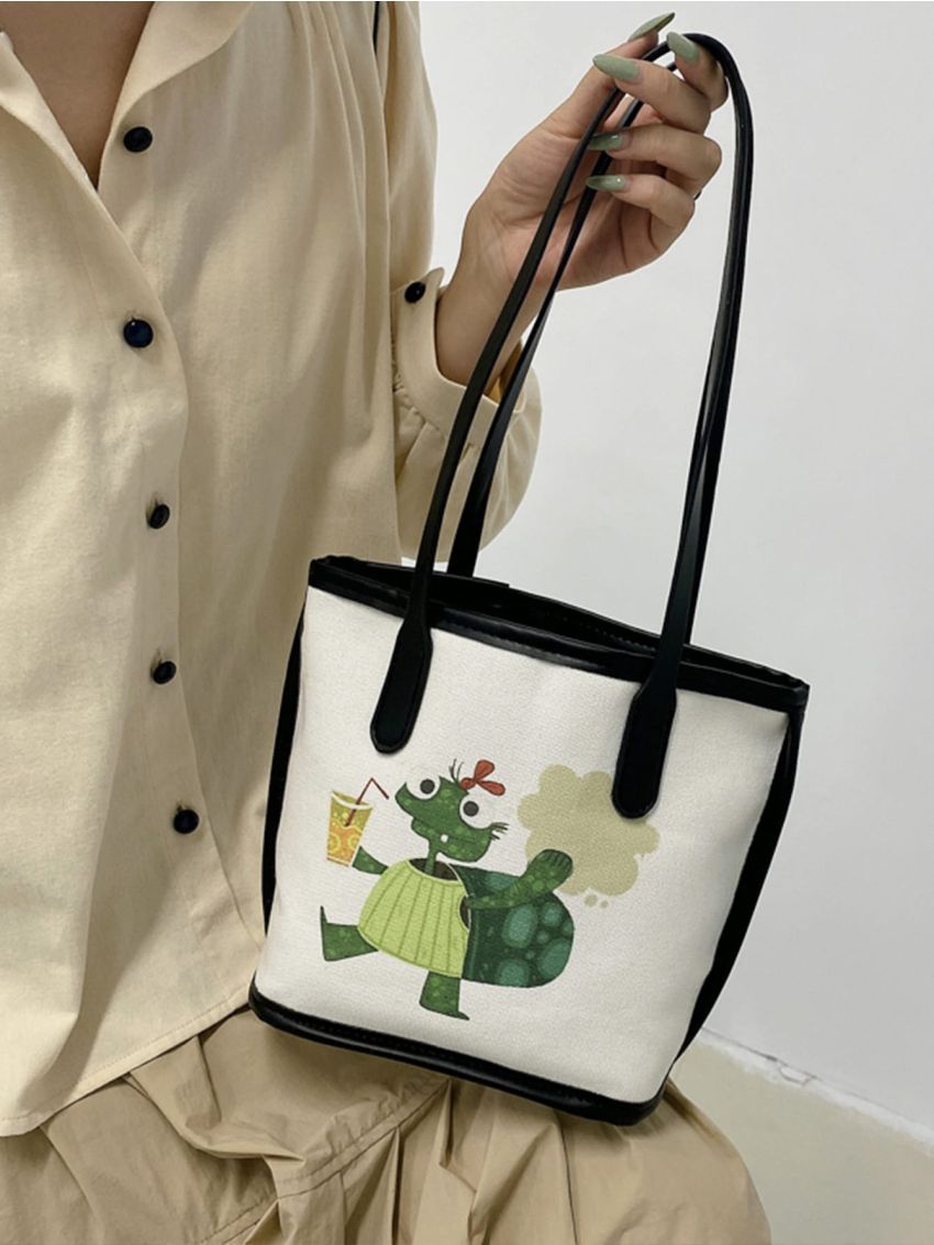 Cartoon Graphic Shoulder Tote Bag