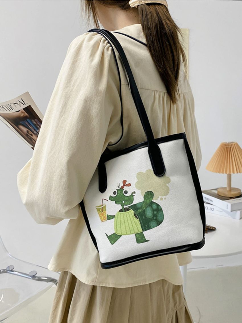 Cartoon Graphic Shoulder Tote Bag