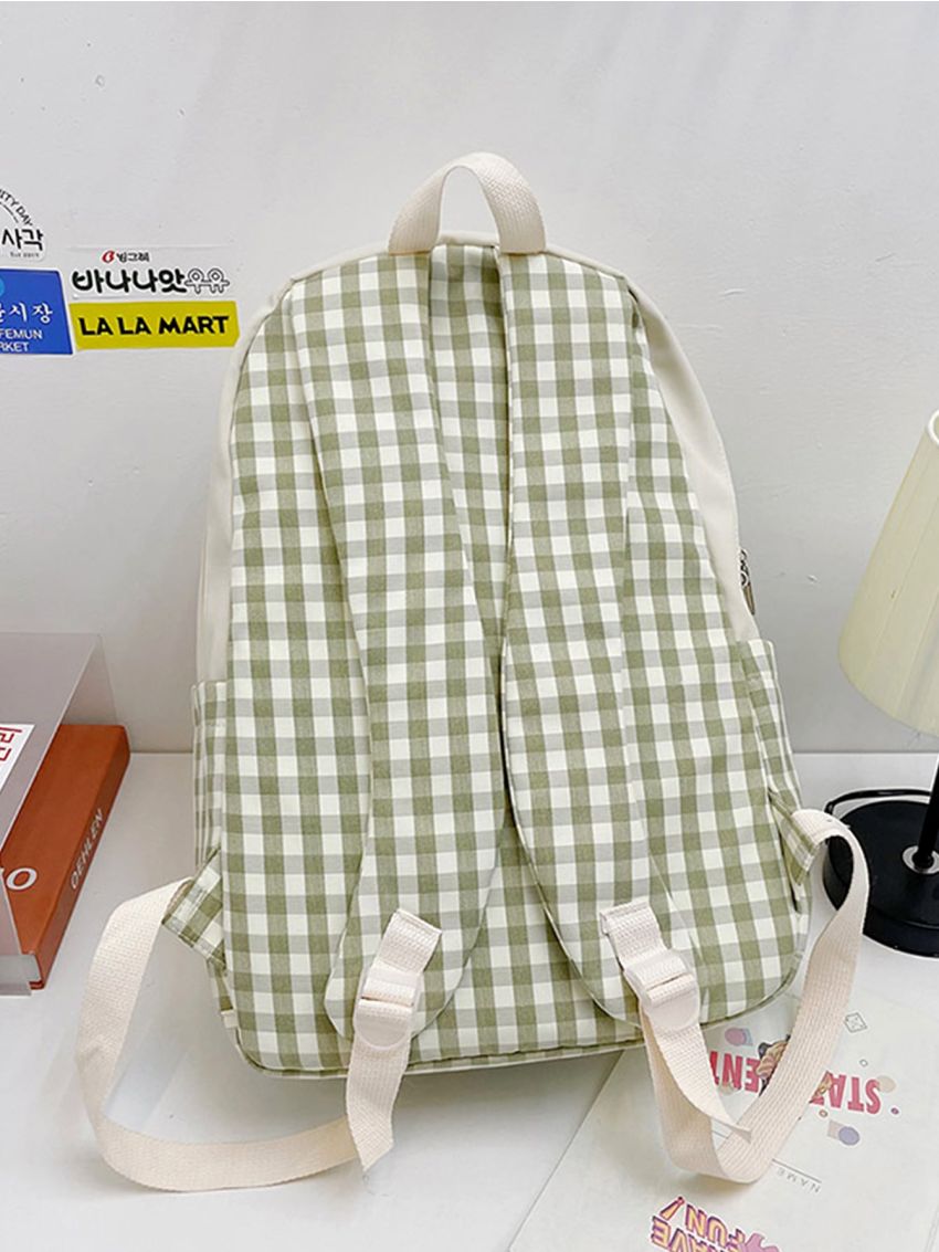 Bow Decor Tartan Backpack