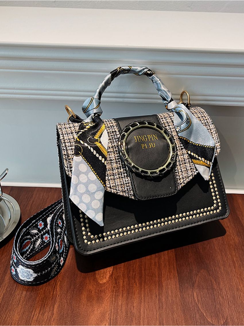 Mini Twilly Scarf Decor Embroidery Detail Flap Square Bag