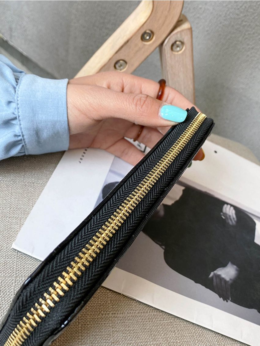 Croc Embossed Zip Long Wallet