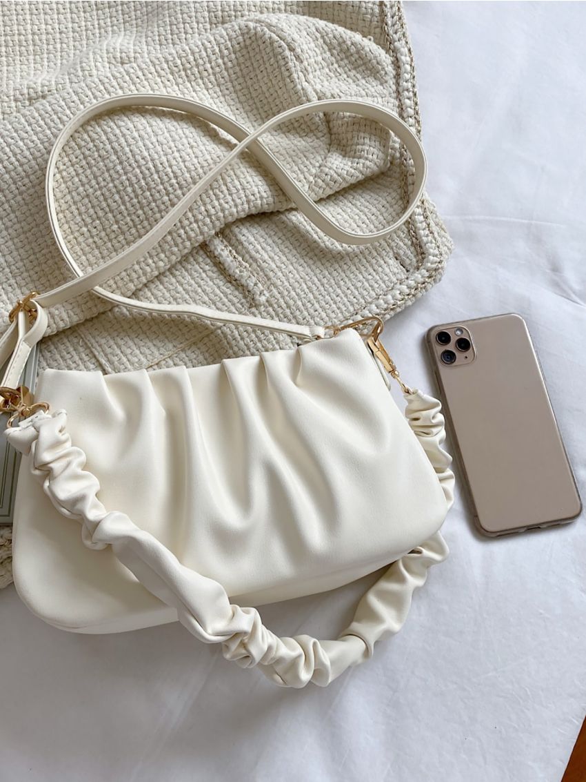 Minimalist Zip Shoulder Ruched Bag