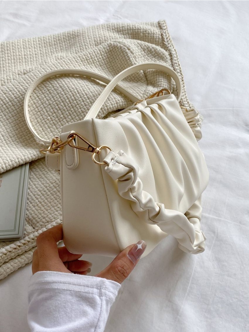 Minimalist Zip Shoulder Ruched Bag