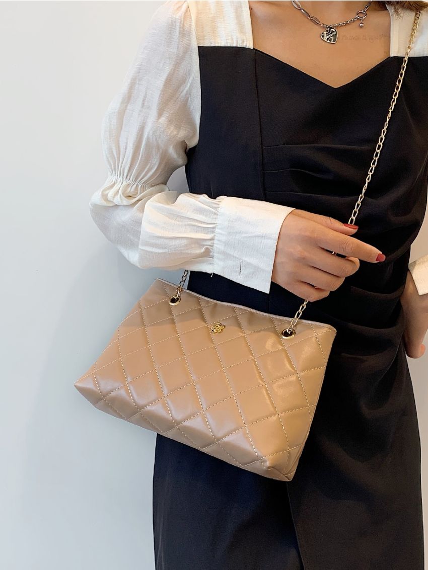 Quilted Embossed Shoulder Chain Bag