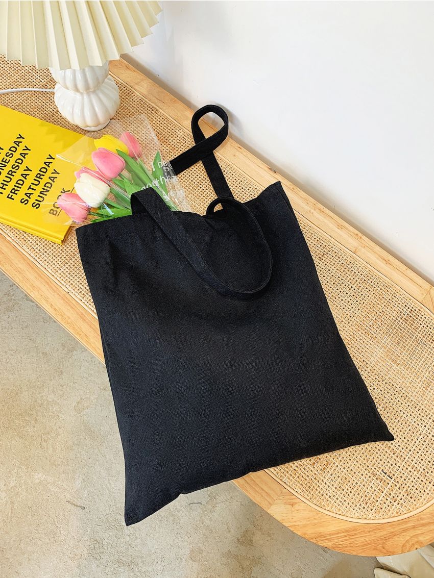 Floral & Letter Graphic Shopper Bag