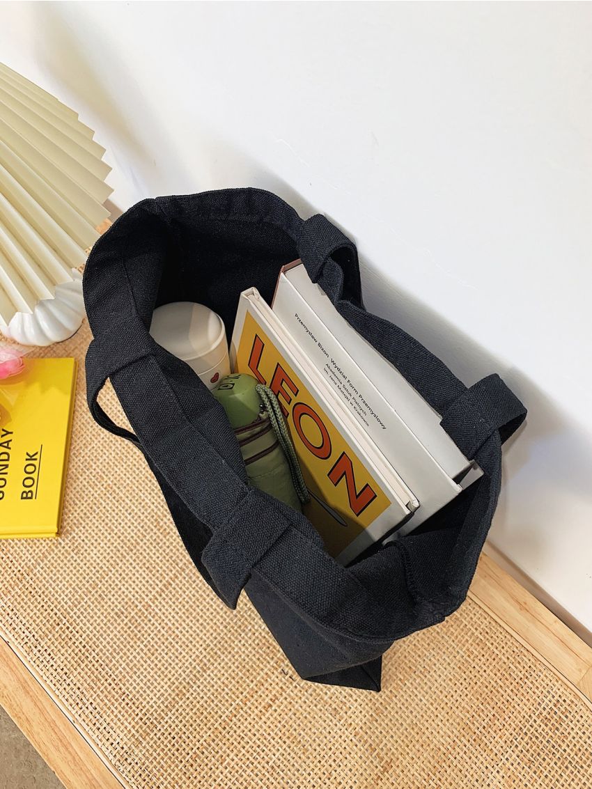 Floral & Letter Graphic Shopper Bag