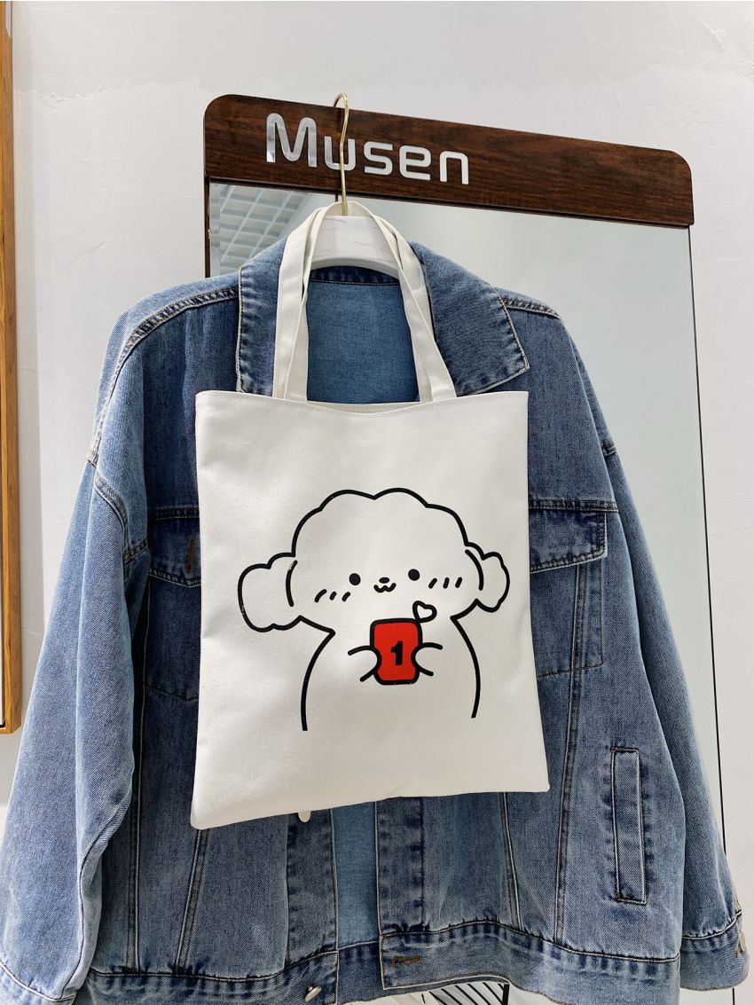 Cartoon Dog Graphic Tote Bag